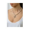 KESSARIS - Pearl Sapphire Diamond Cross Necklace