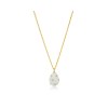Sparkling Diamond Polka-Dot White Agate Egg Pendant Necklace