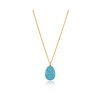 Shimmering Diamond Droplets Turquoise Egg Pendant Necklace