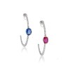 KESSARIS - Sapphire and Ruby Diamond Hoop Earrings