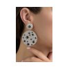 KESSARIS Statement White & Black Diamond Disc Earrings SKE81353