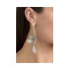 KESSARIS Hanging Wavy Petals Full Pave Diamond Earrings 