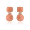 KESSARIS Natural Coral & Marquise Diamond Earrings SKE180834