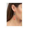 KESSARIS Coral & Black Diamond Dangle Earrings SKE111789