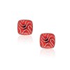 Kessaris-Diamond Bright Red Earrings
