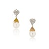 KESSARIS Diamonds and Pearls Heart Drop Earrings SKE22024