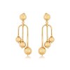 KESSARIS Hanging Yellow Gold Earrings with Balls SKE180681