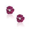 KESSARIS Ruby & Diamond Flower Earrings SKE192908