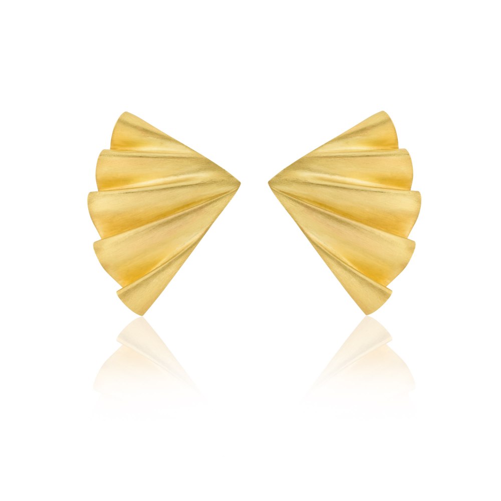 ANASTASIA KESSARIS Plisse Gold Matte Earrings SKP180268