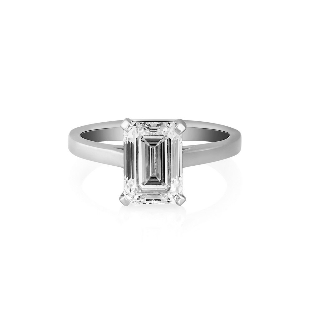 KESSARIS Solitaire Emerald Diamond Ring DAP172101
