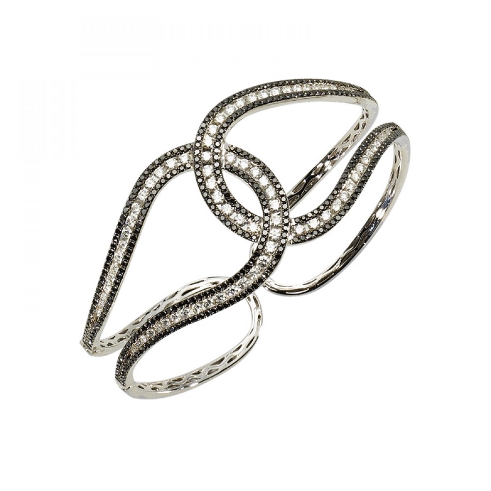 KESSARIS White & Black Diamond Knot Cuff Bracelet BRP113140
