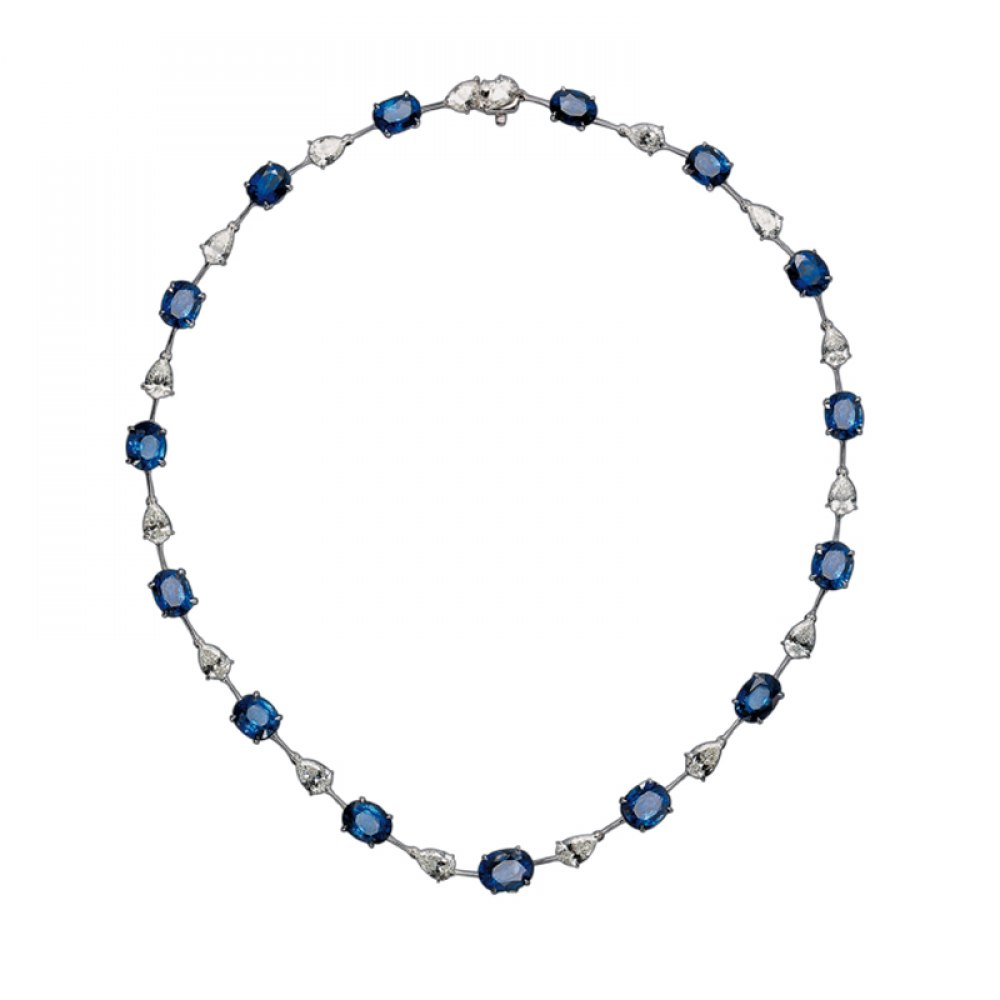 KESSARIS Multi-shape Sapphire & Diamond Necklace KOE151737