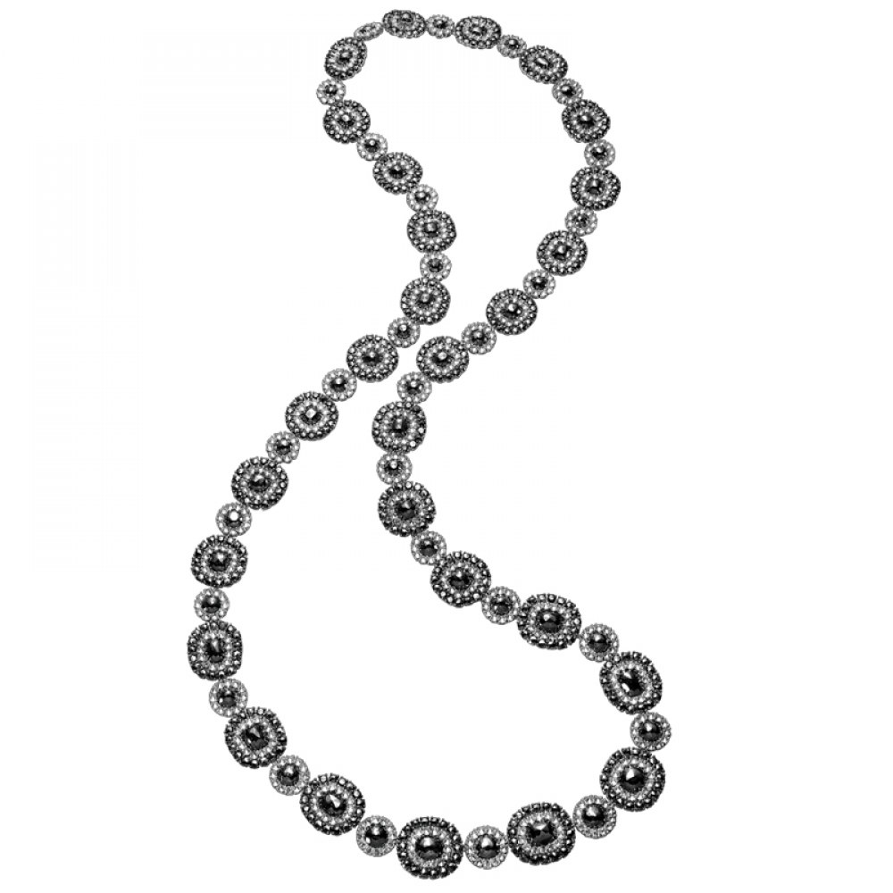 KESSARIS Black & White Diamond Motif Necklace KOE94167