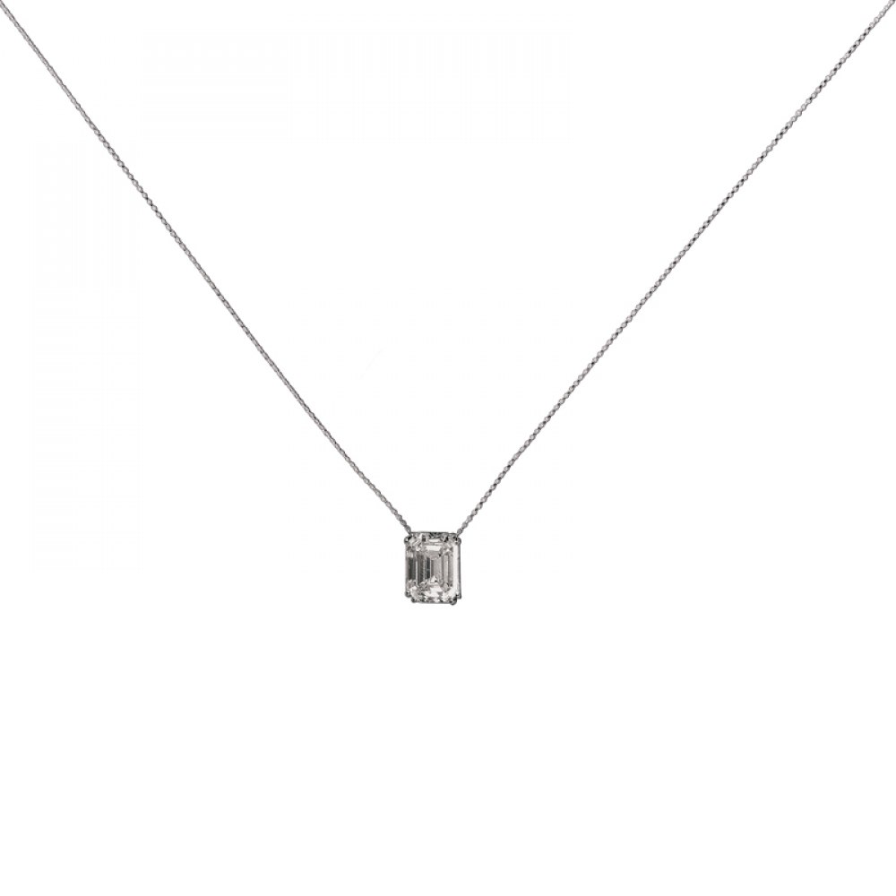 KESSARIS Solitaire Emerald Diamond Pendant KOP92378