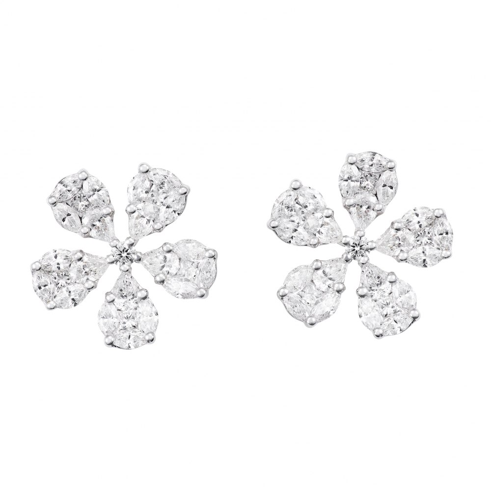 KESSARIS Diamond Flower Cluster Earrings SKE172726