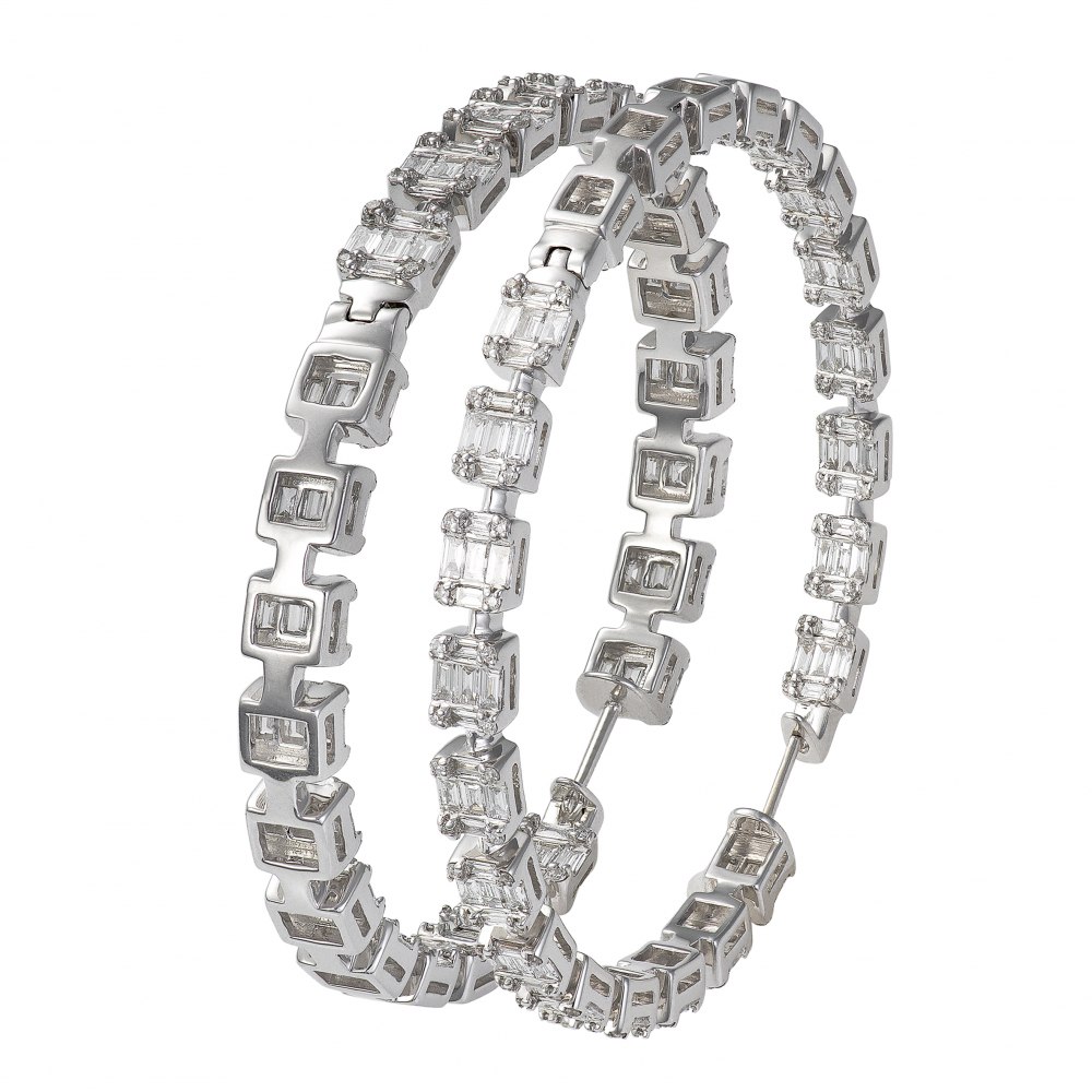 KESSARIS Diamond Cluster Hoop Earrings SKP162606