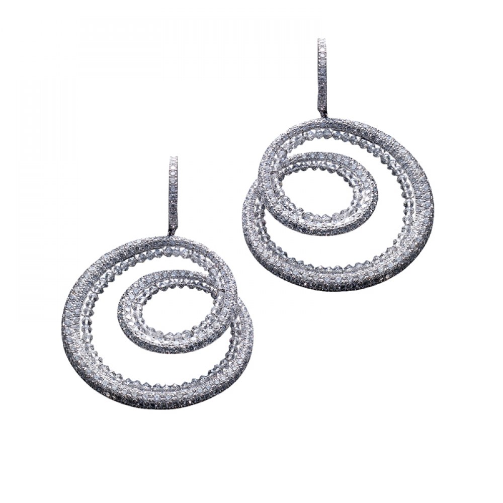 KESSARIS Diamond and Briolette Cut Hoop Earrings SKP83349