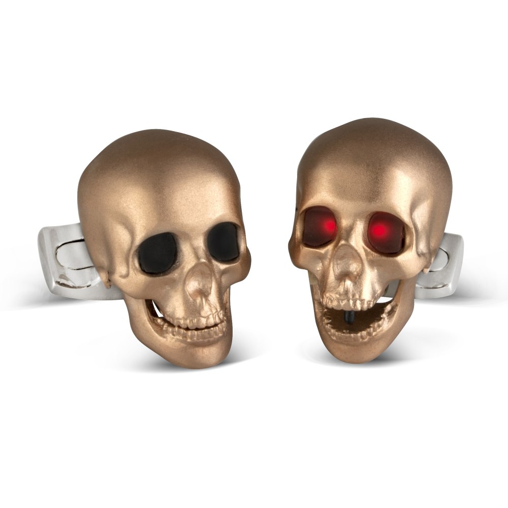 DEAKIN & FRANCIS Skull Cufflinks with LED Eyes in Rose Gold Satin Finish bmc0013c0002