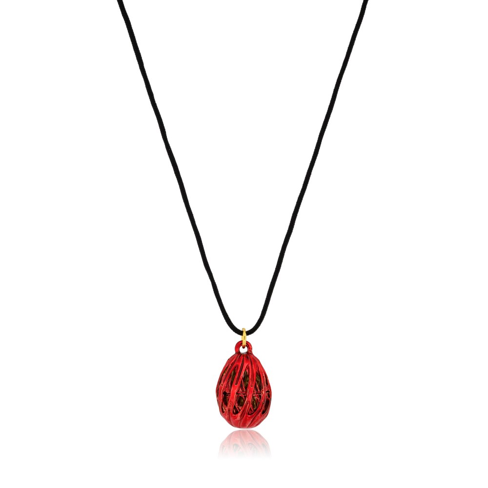 KESSARIS Twisted Red Egg Easter Pendant Necklace 