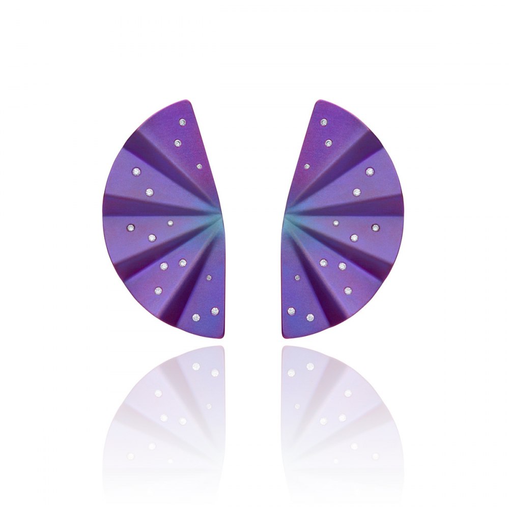 ANASTASIA KESSARIS Geisha Purple Titanium and Diamond Earrings Long SKP170435
