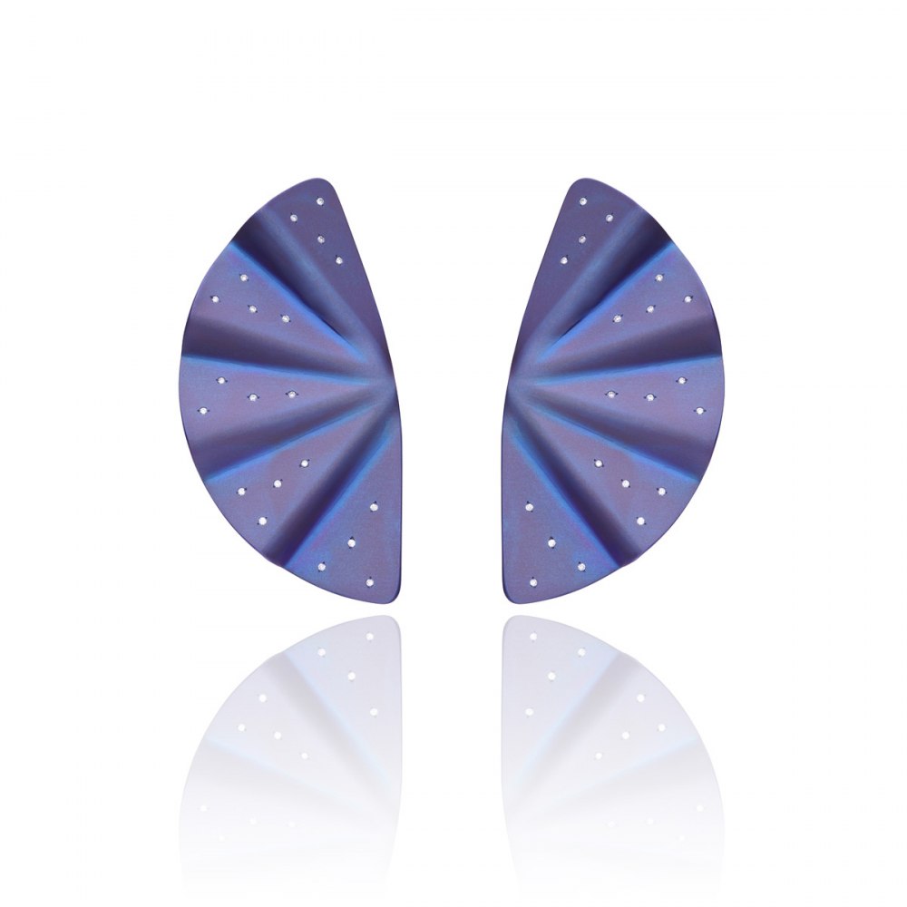 ANASTASIA KESSARIS Geisha Purple Titanium and Diamond Earrings Extra Long SKP172114