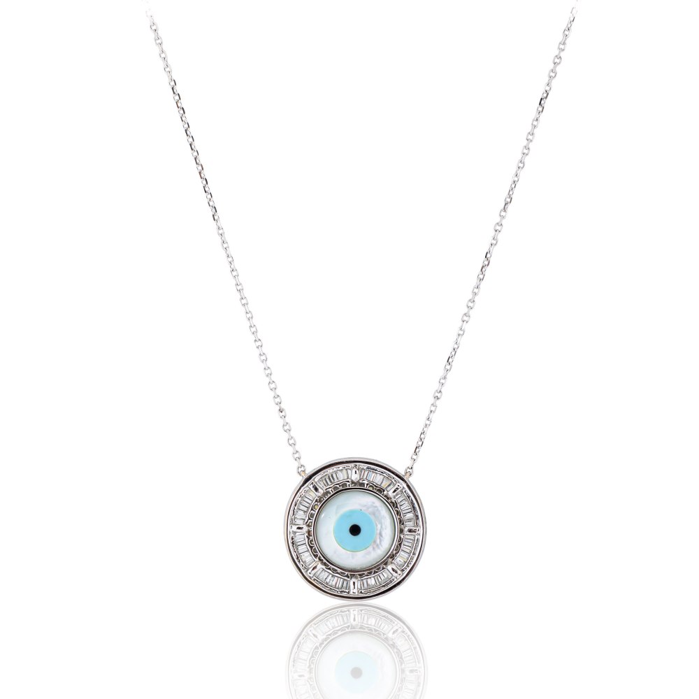 KESSARIS - White Evil Eye Diamond Necklace