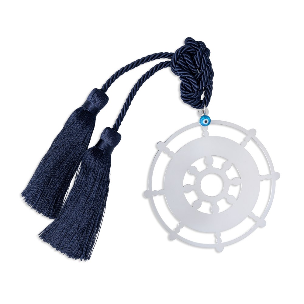 KESSARIS - Ship's Wheel Blue Tassels Decorative