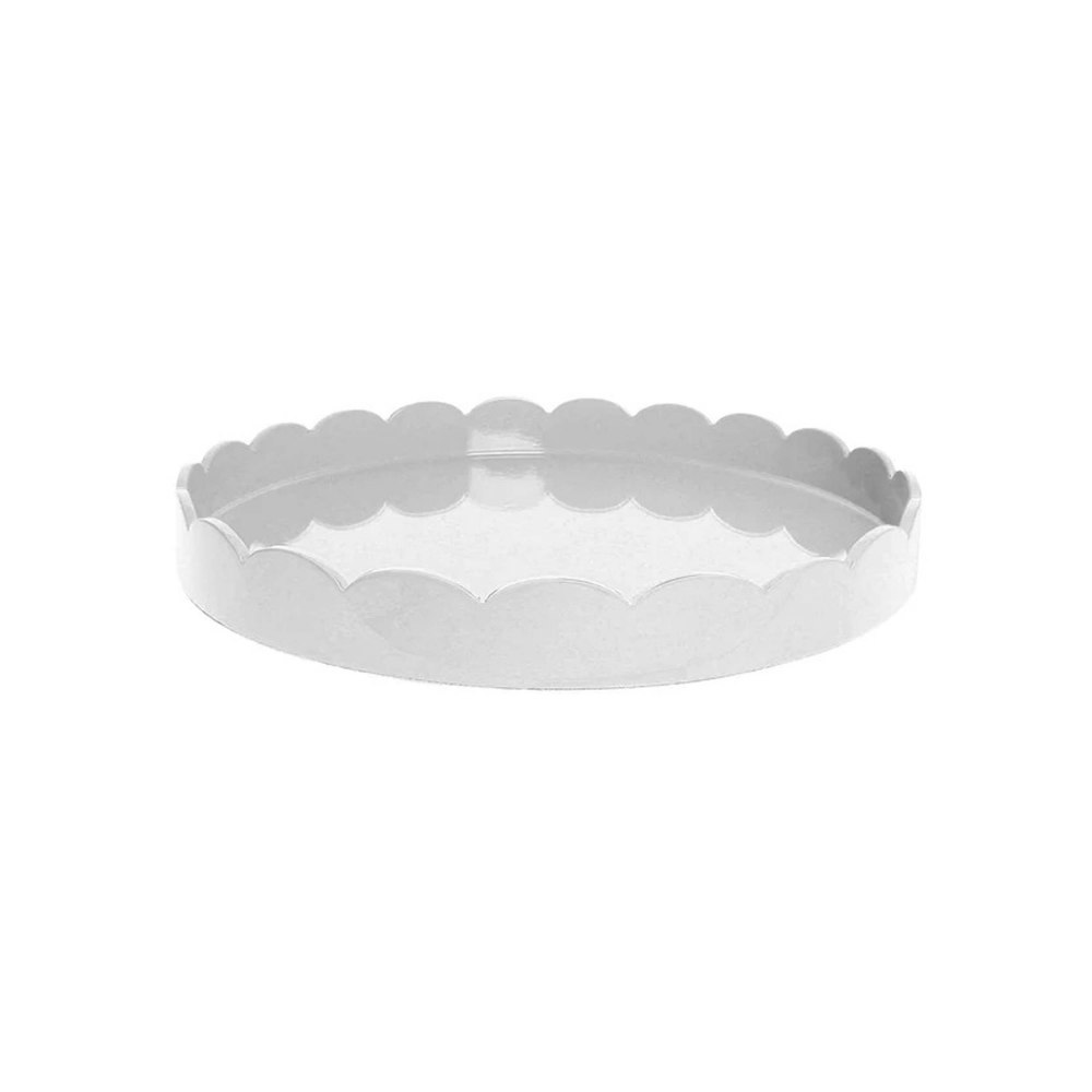 ADDISON ROSS - White Round Medium Lacquered Scallop Tray