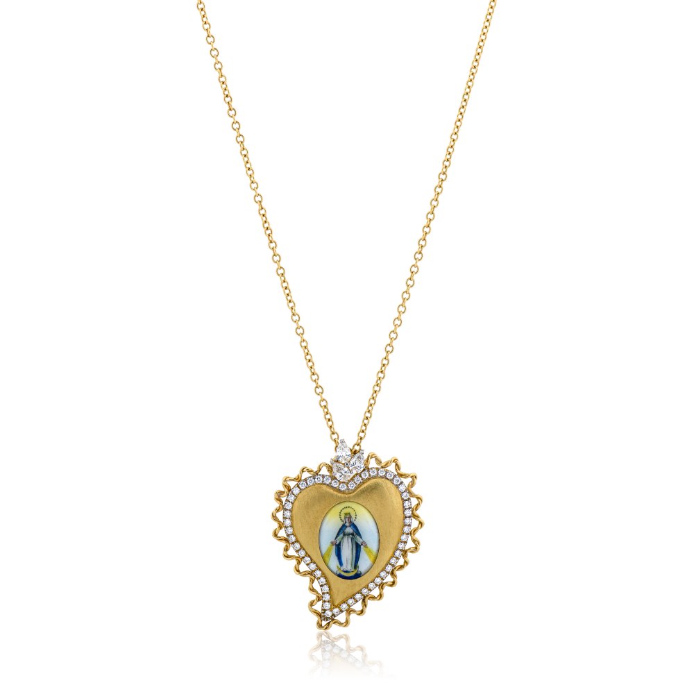 KESSARIS - Madonna Heart Diamond Necklace