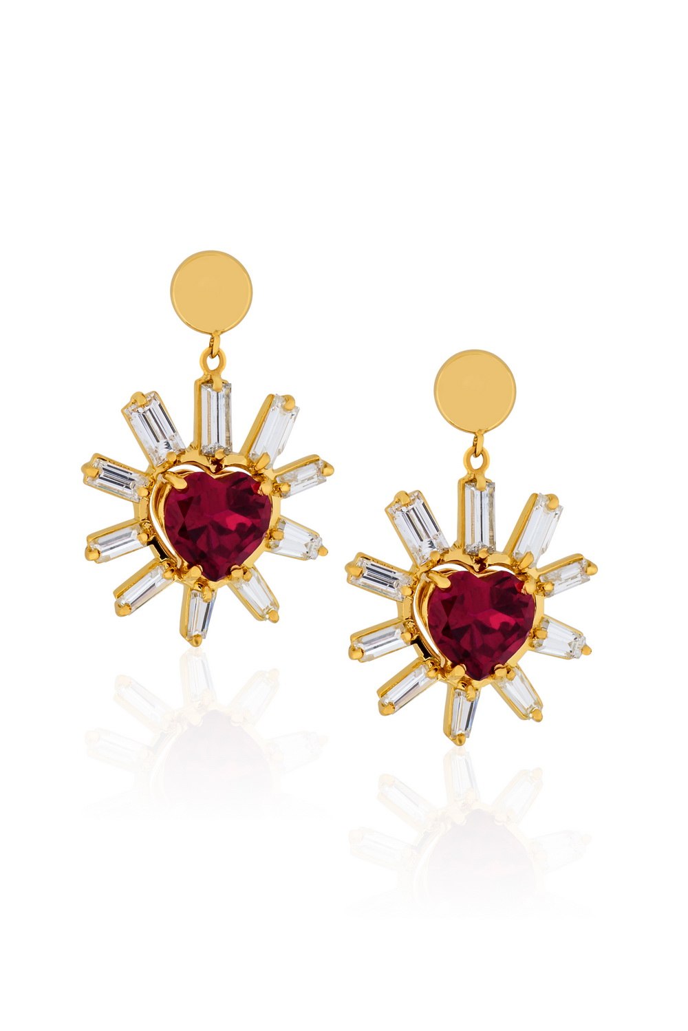 ANASTASIA KESSARIS Red Heart and Diamond Rays Earrings SKP180107