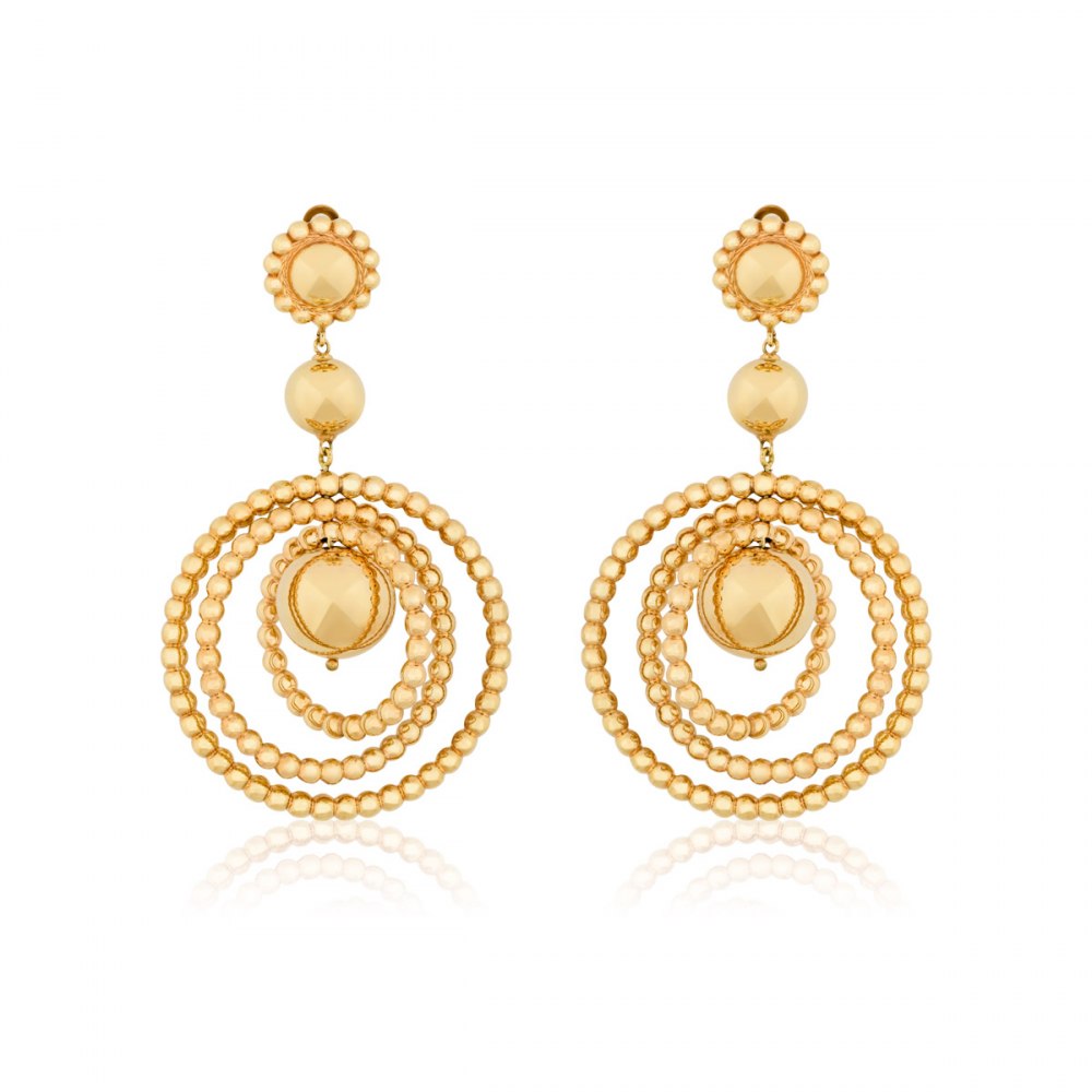 KESSARIS Twisting Rounds Yellow Gold Earrings SKE180673