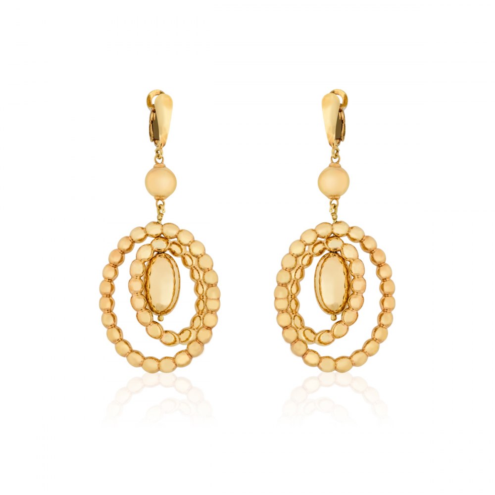 KESSARIS Twisting Rounds Yellow Gold Earrings SKE180679