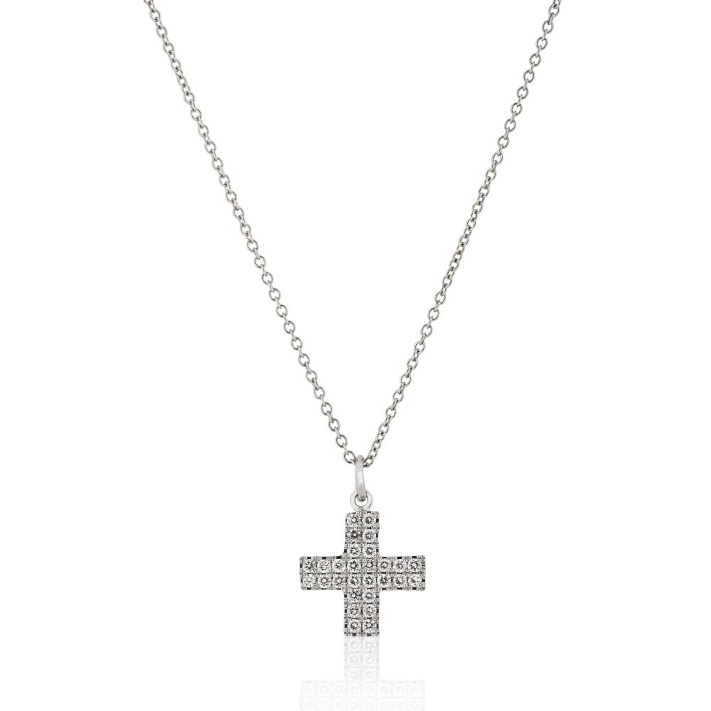 KESSARIS White Gold Diamond Cross Pendant KRP90373