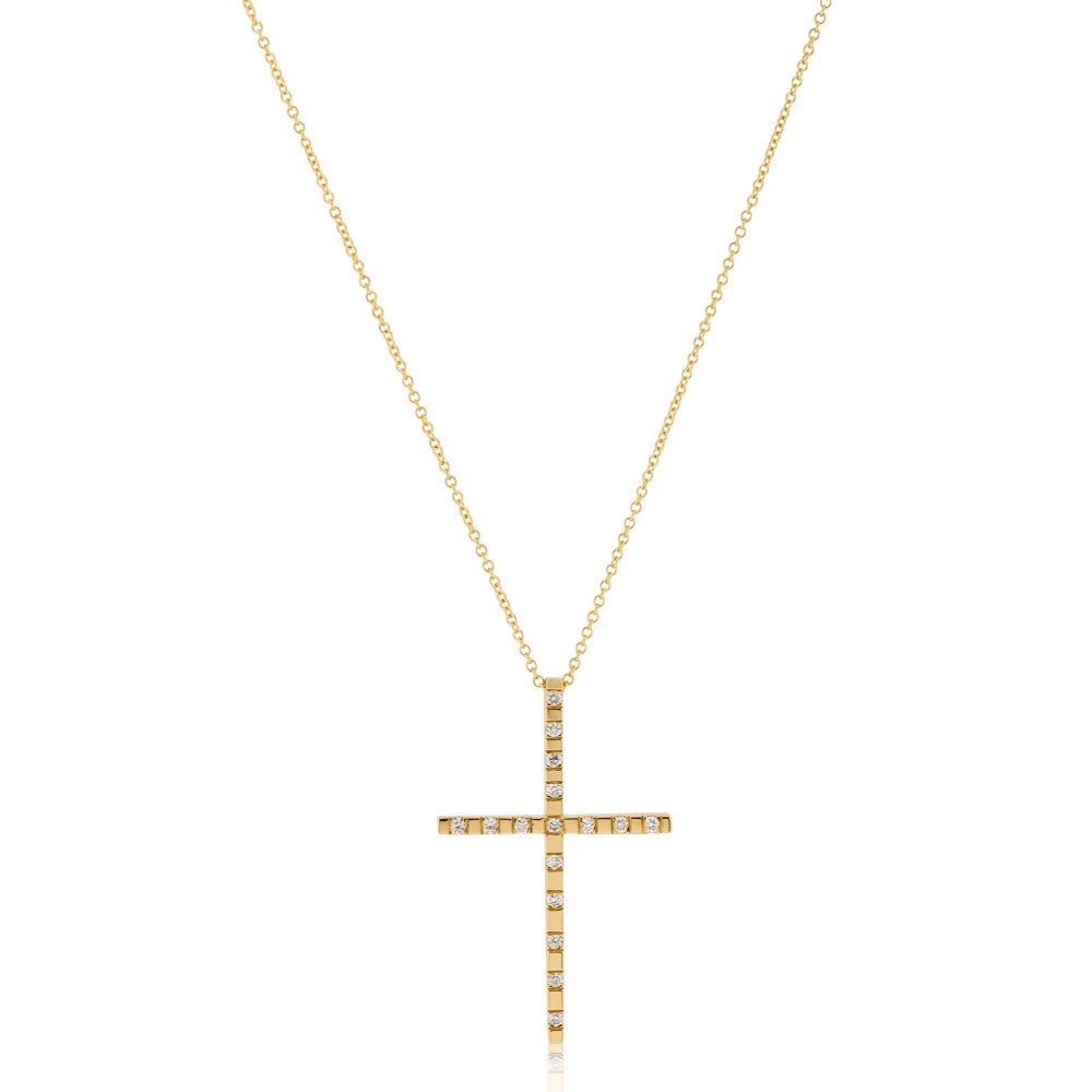 KESSARIS Gold Diamond Cross Pendant KOP180542