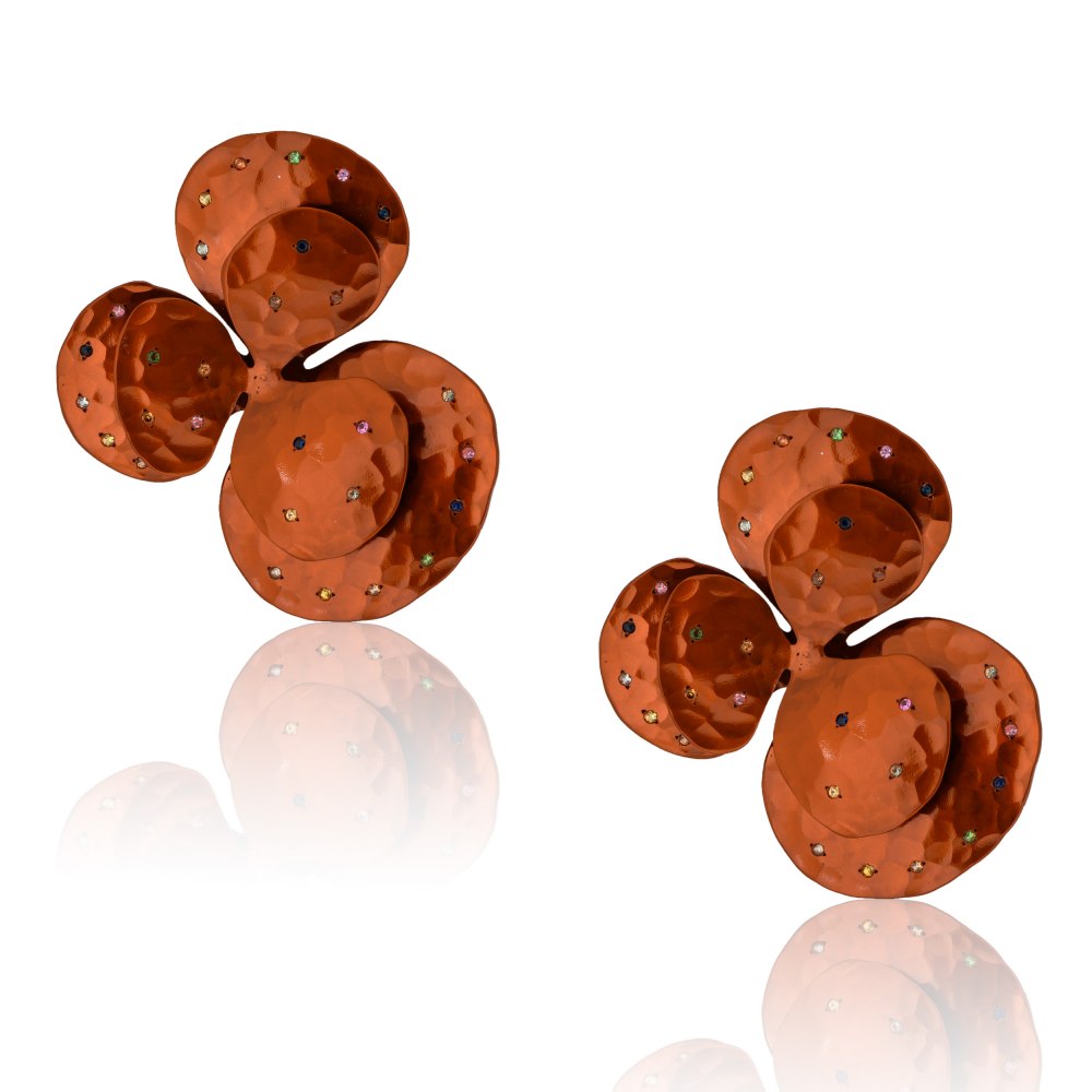 KESSARIS-Anemone Orange Titanium Earrings