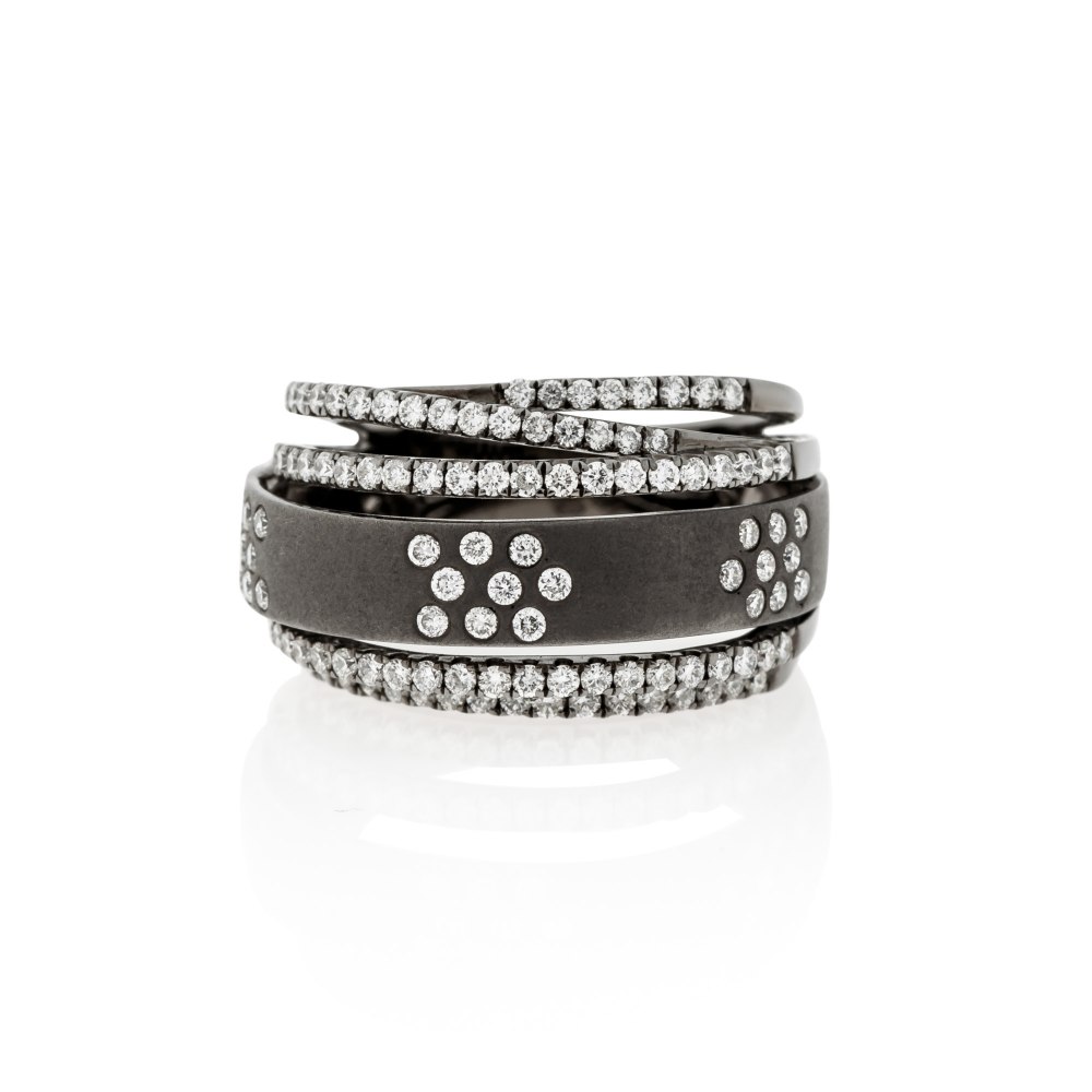KESSARIS Gold & Diamond Black Contemporary Ring DAE143781