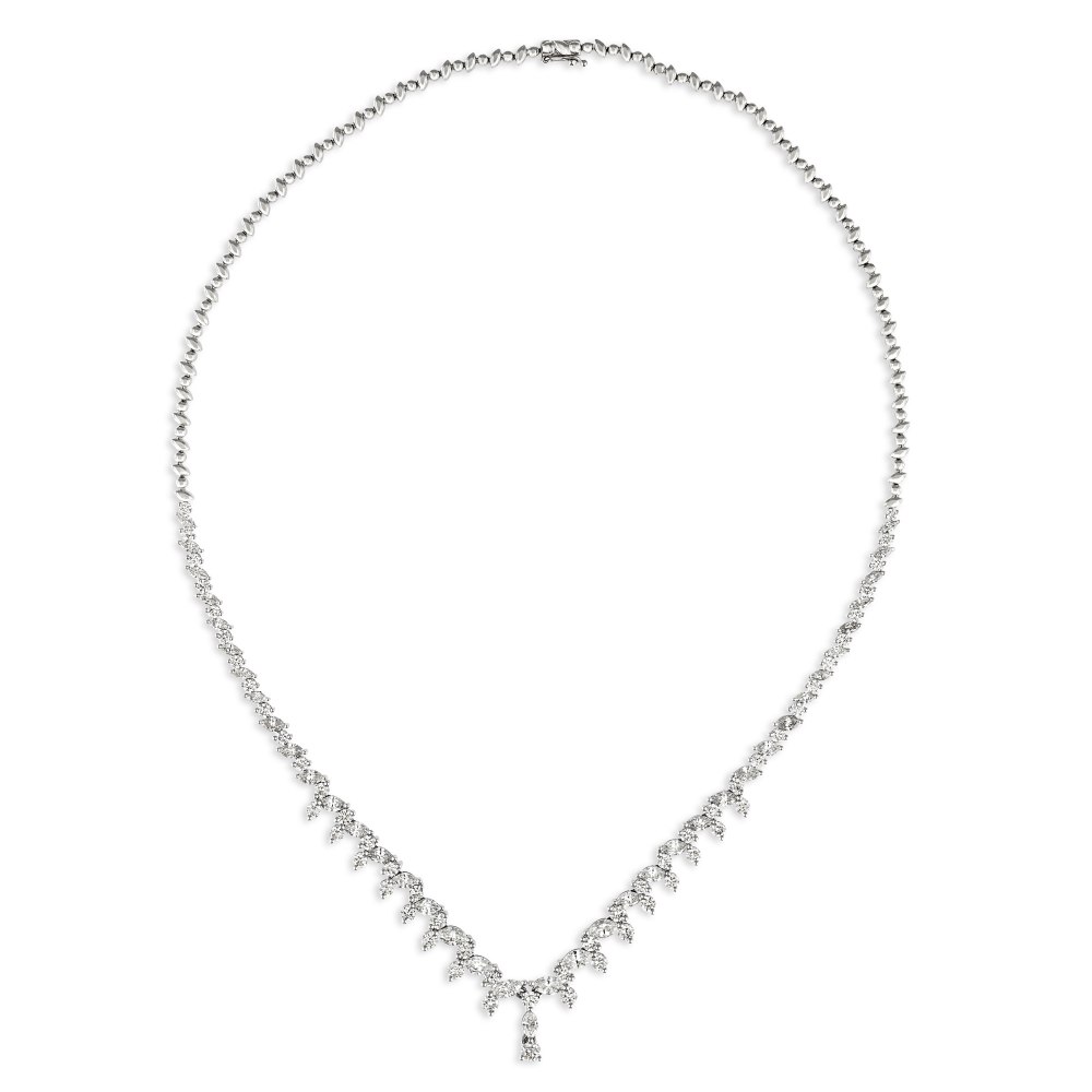 KESSARIS Brilliant and Marquise Cut Diamond Necklace KOE192722