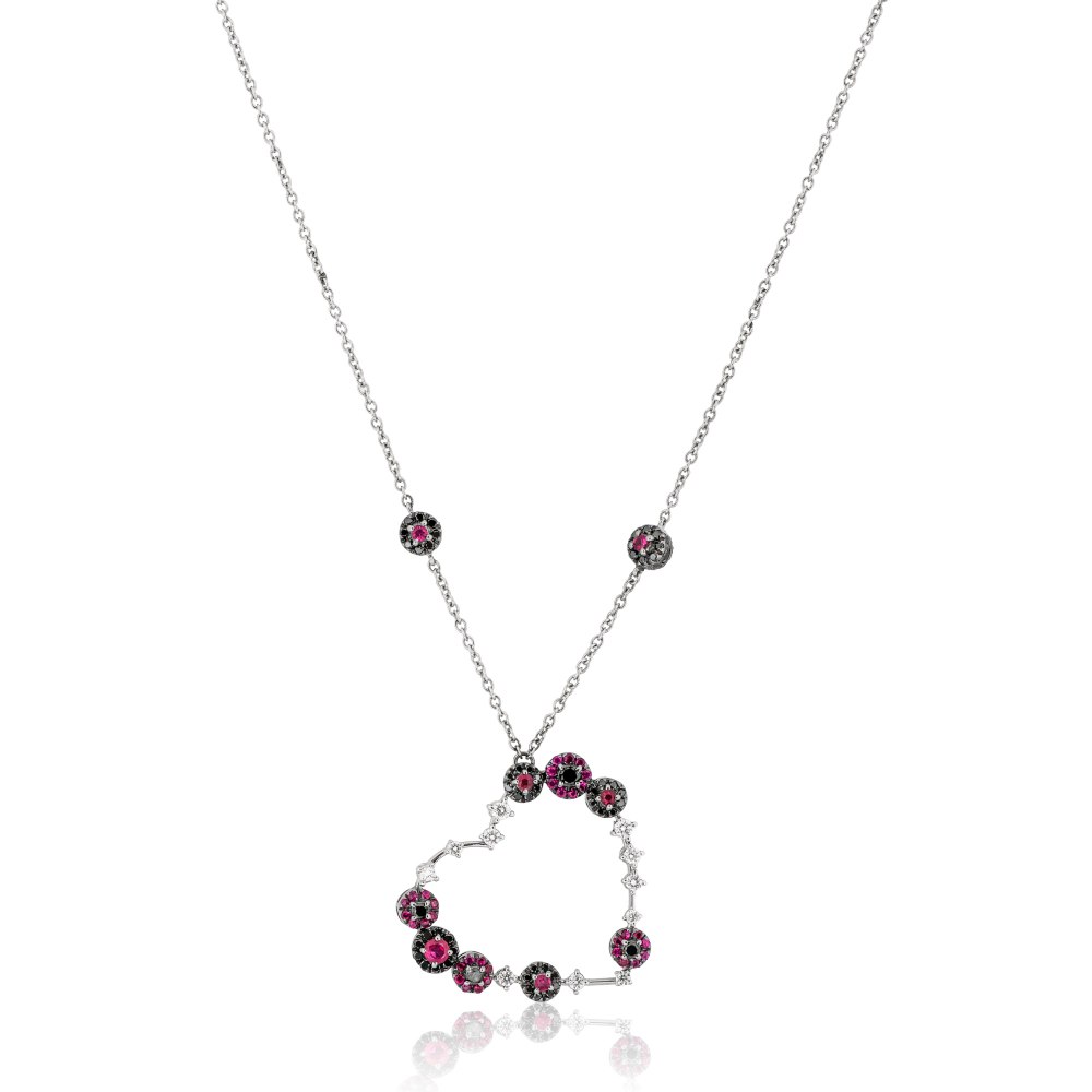KESSARIS Diamond Ruby Heart Necklace KOE62440