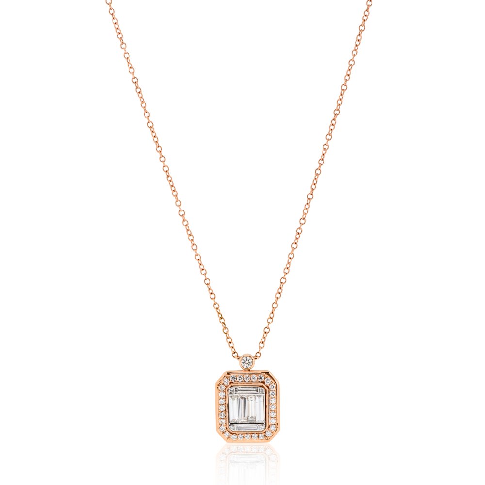 Kessaris-Diamond Cluster Emerald Pendant Necklace