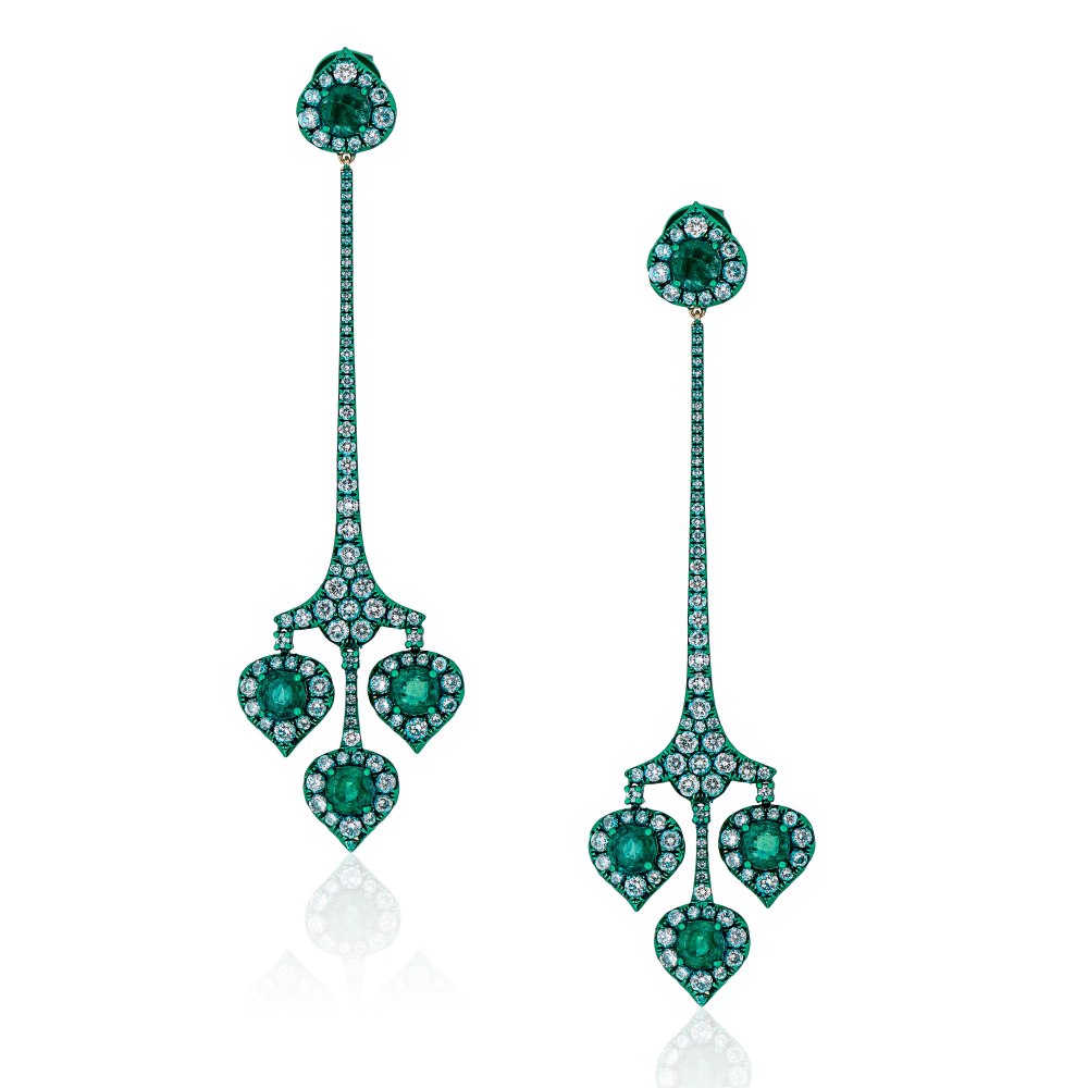 KESSARIS Diamond & Emerald Earrings SKE192601