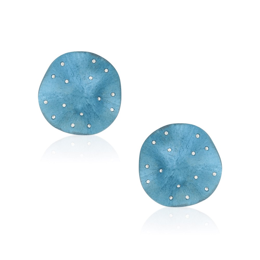 ANASTASIA KESSARIS Eye Candy Light Blue Titanium Diamond Earrings SKP172021-25