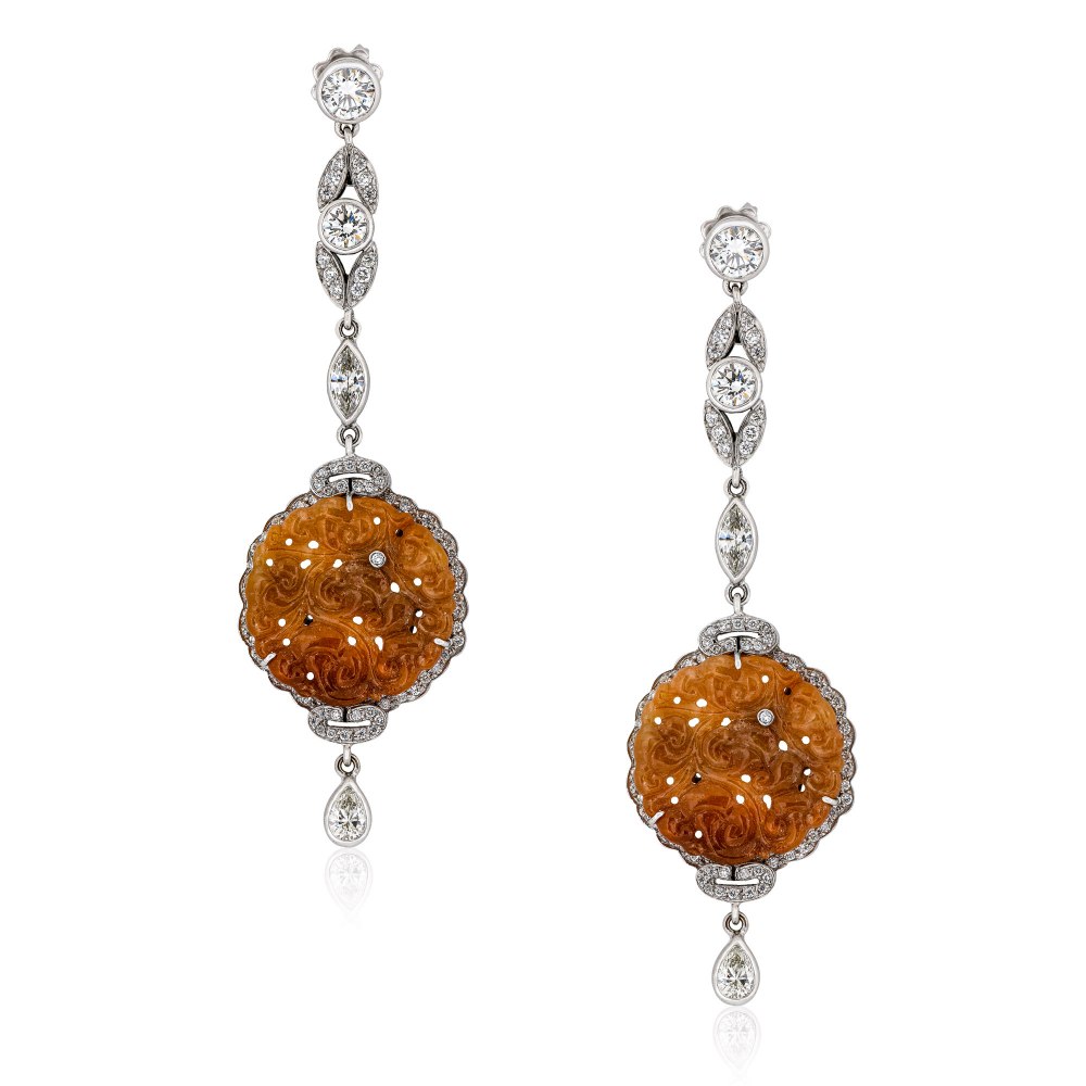KESSARIS Jade & Diamond Earrings SKE191338
