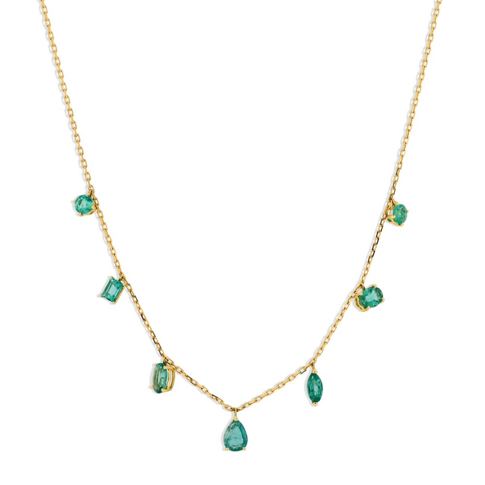 KESSARIS Emerald Yellow Gold Necklace KOE181701