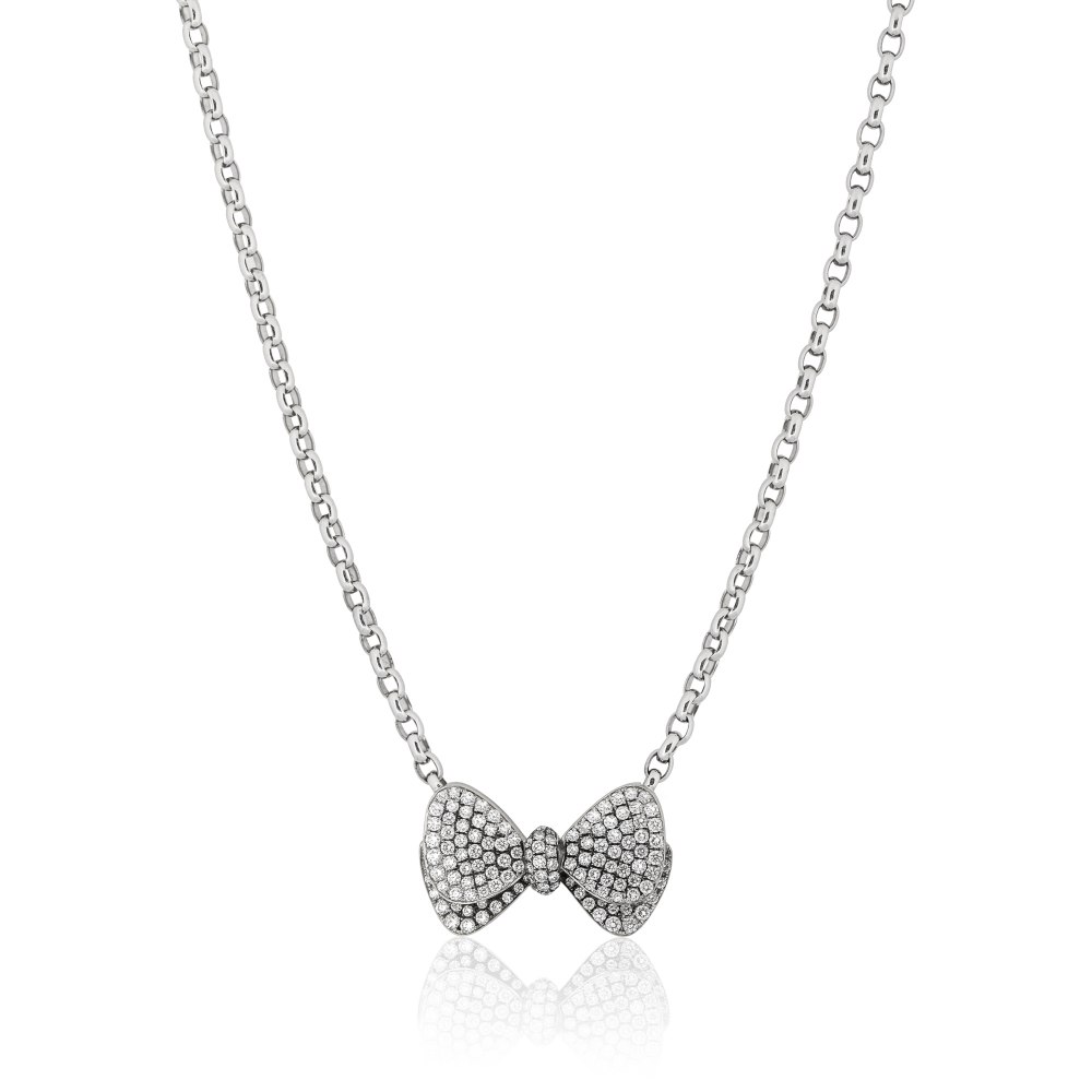 KESSARIS Pavé Diamond Bow Necklace KOE104469