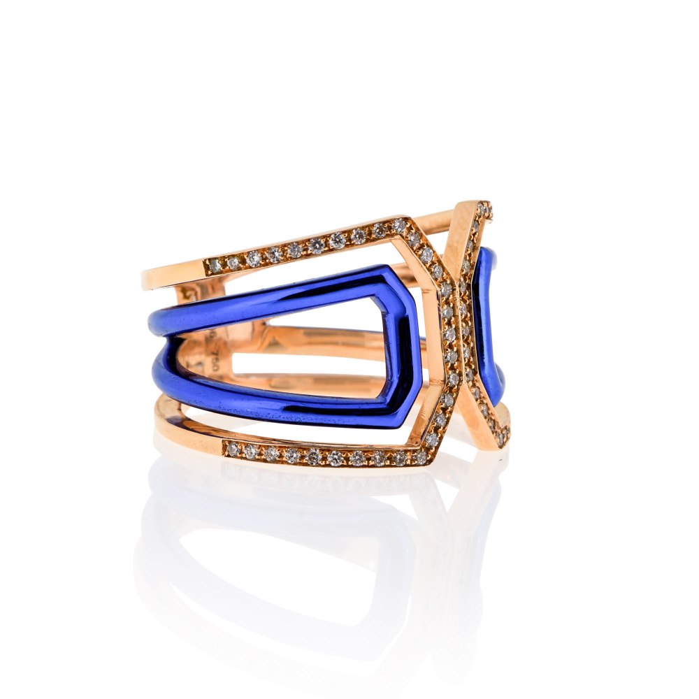 KESSARIS Rose Gold Blue Diamond Ring DAE181022