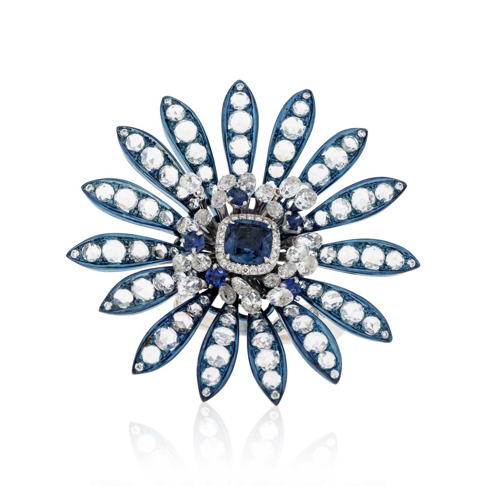 BUSATTI MILANO Sapphire & Diamond Flower Cocktail Ring DAE170802