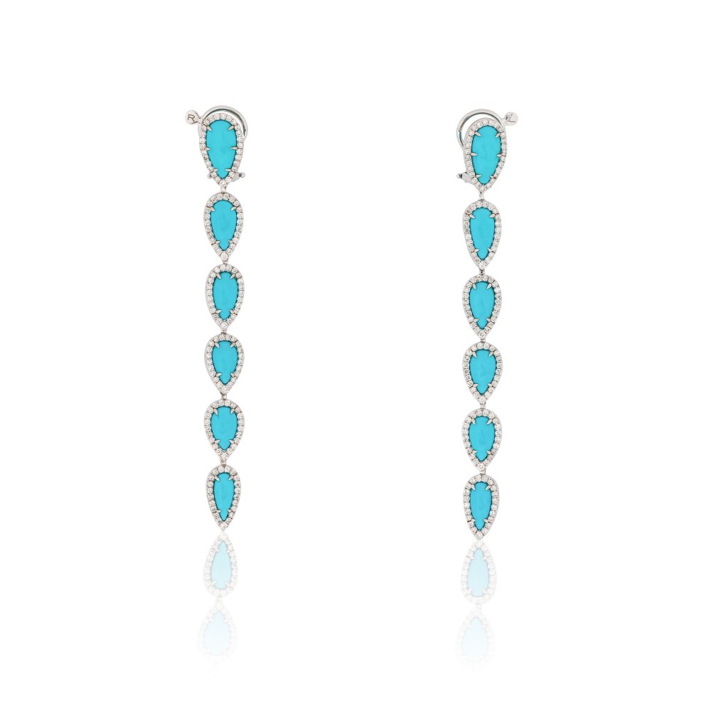 SUTRA Turquoise & Diamond Drop Earrings SKE181151