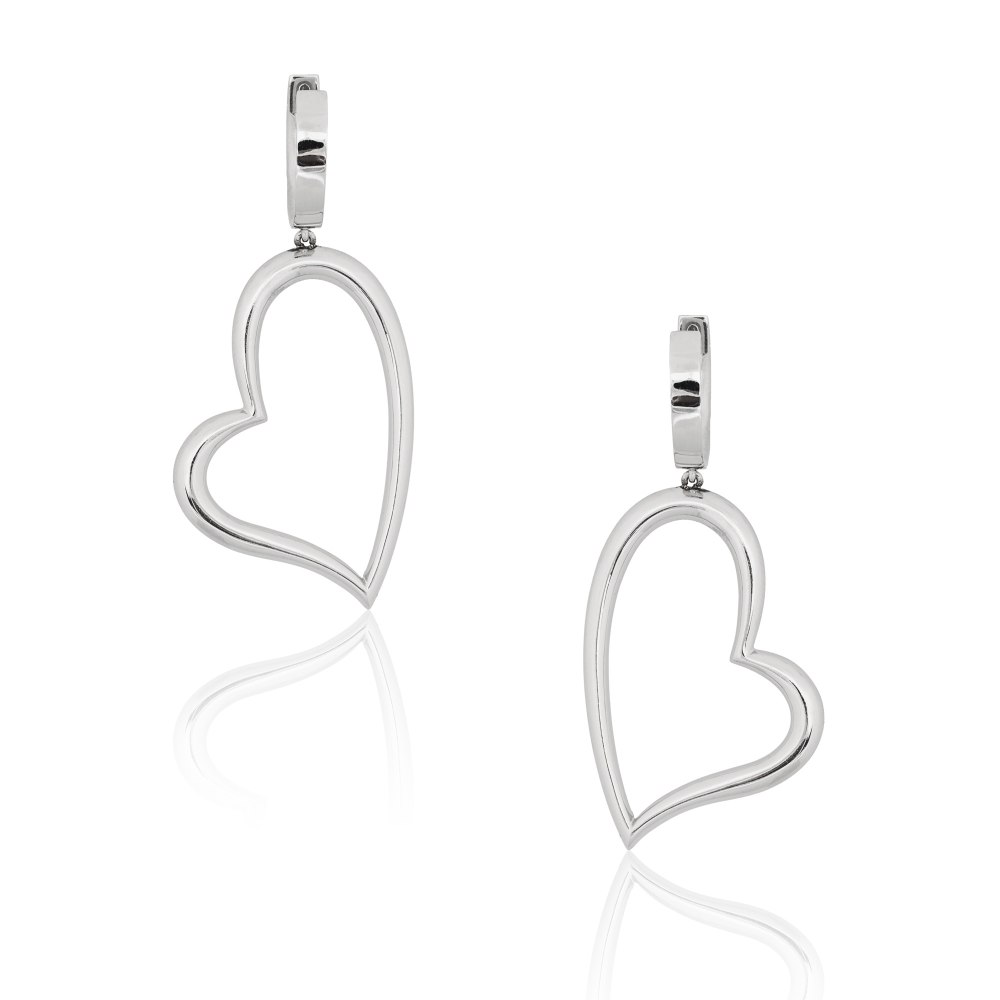KESSARIS White Gold Heart Earrings SKE66176