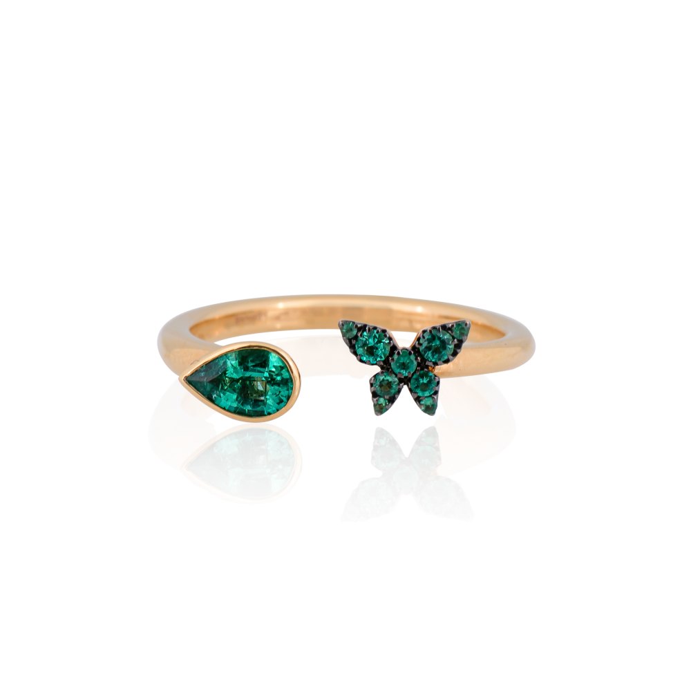KESSARIS Butterfly Emerald Ring M4426