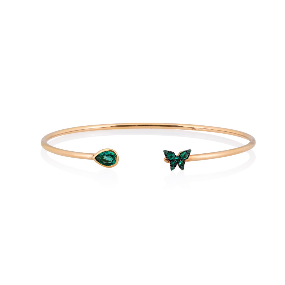 KESSARIS Butterfly Emerald Cuff Bracelet M4429